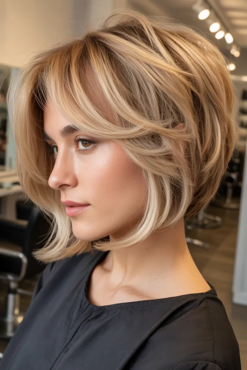 winter bob haircuts ideas 2025 2026 Golden Blonde Inverted Bob