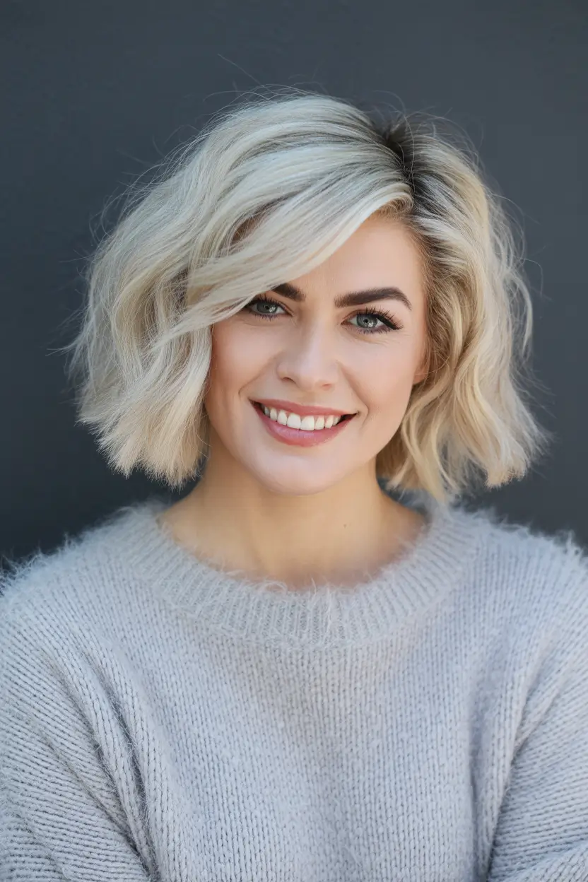 winter bob haircuts ideas 2025 2026 Choppy Platinum Bob