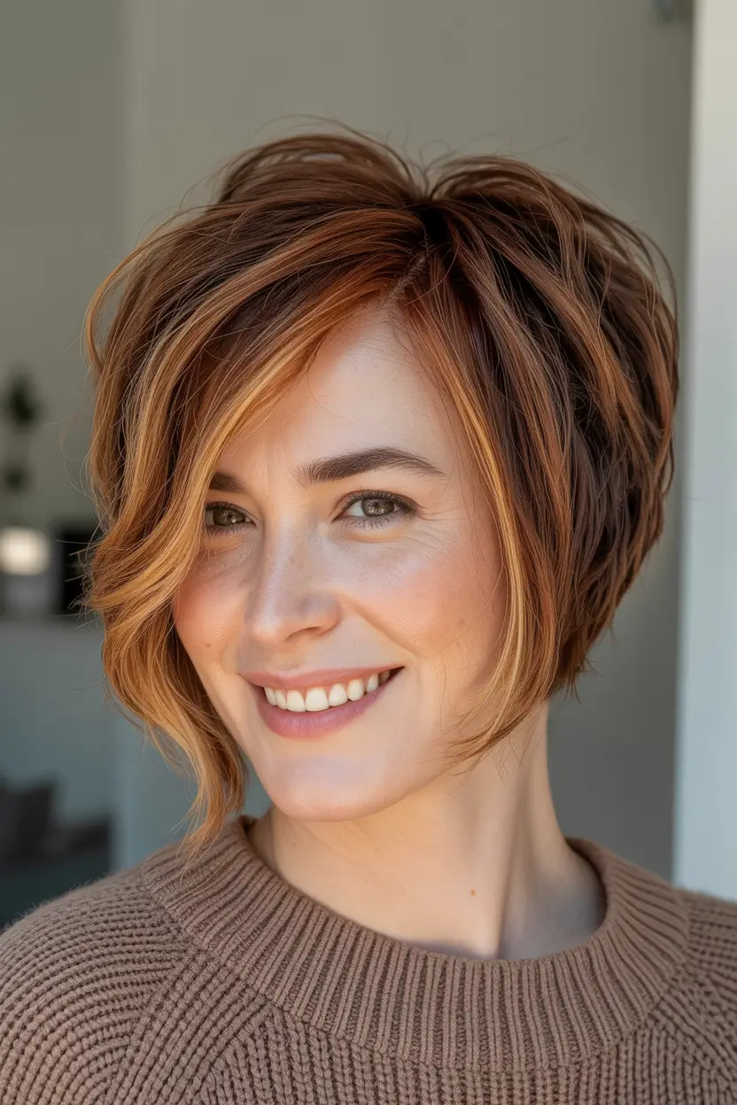 winter bob haircuts ideas 2025 2026 Angled Copper Bob