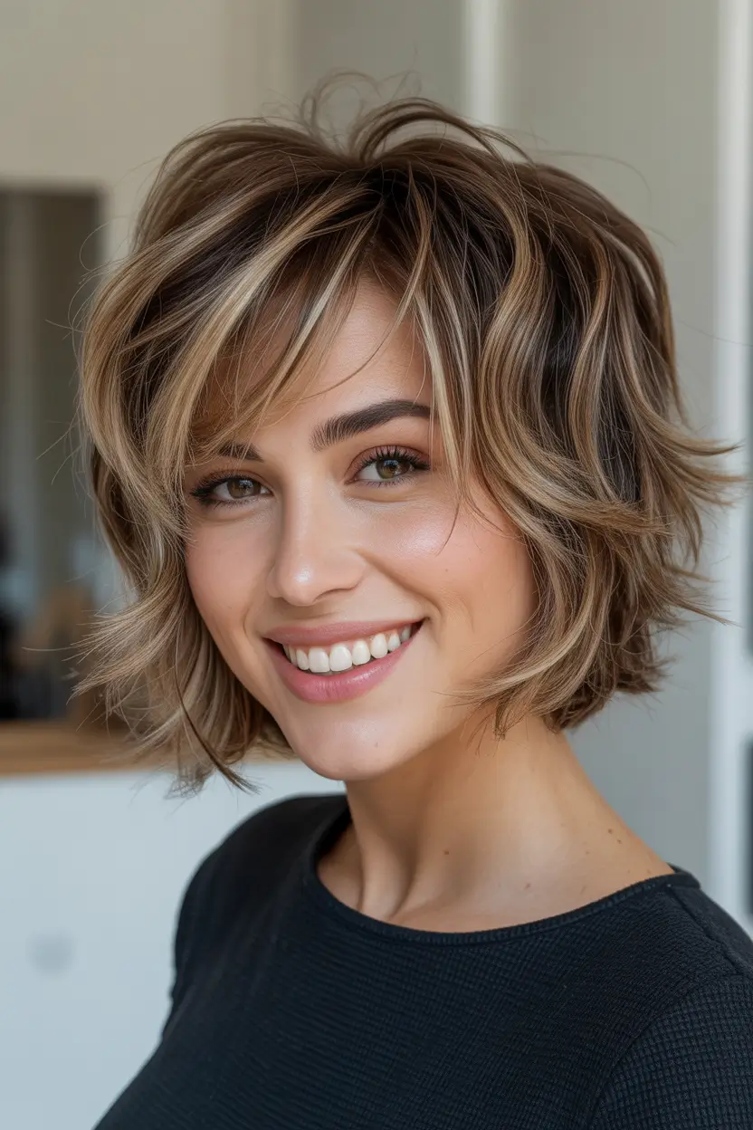 winter bob haircuts ideas 2025 2026 Textured Blonde Bob with Layers