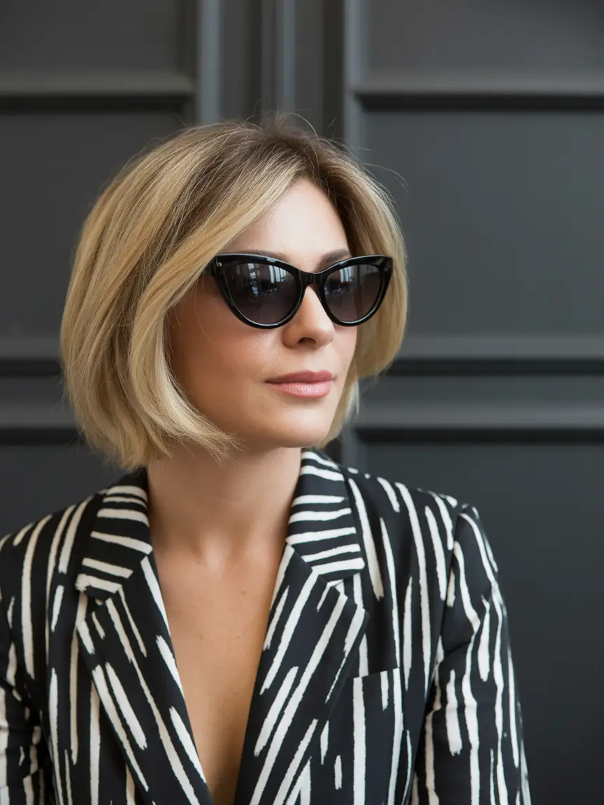 winter bob haircuts ideas 2025 2026 Polished Blonde Power Bob