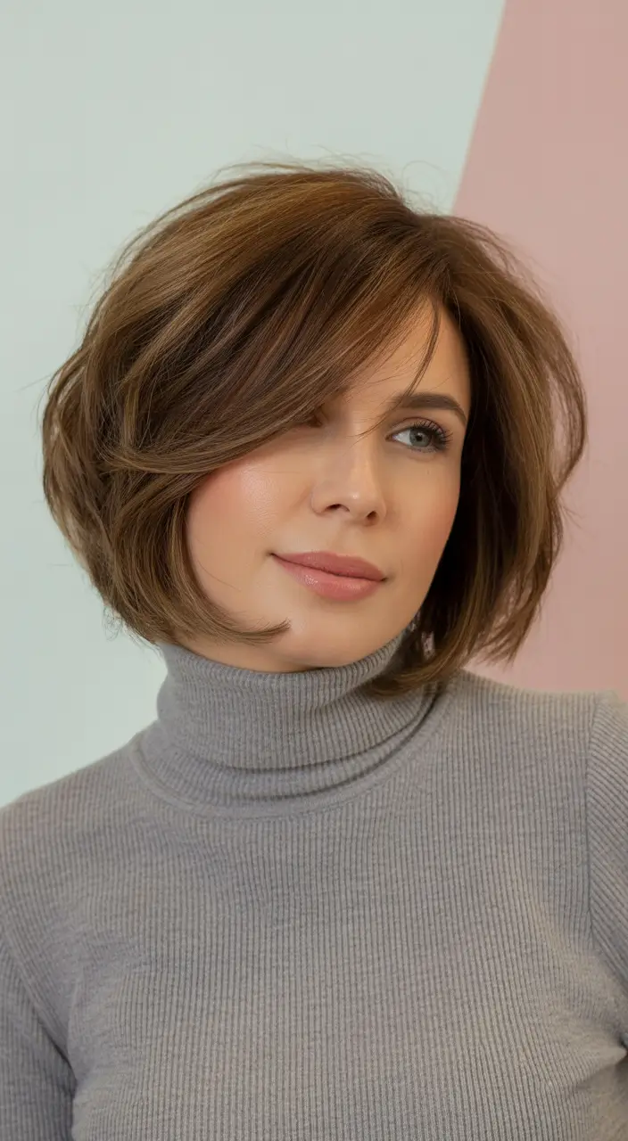 winter bob haircuts ideas 2025 2026 Voluminous Chestnut Bob