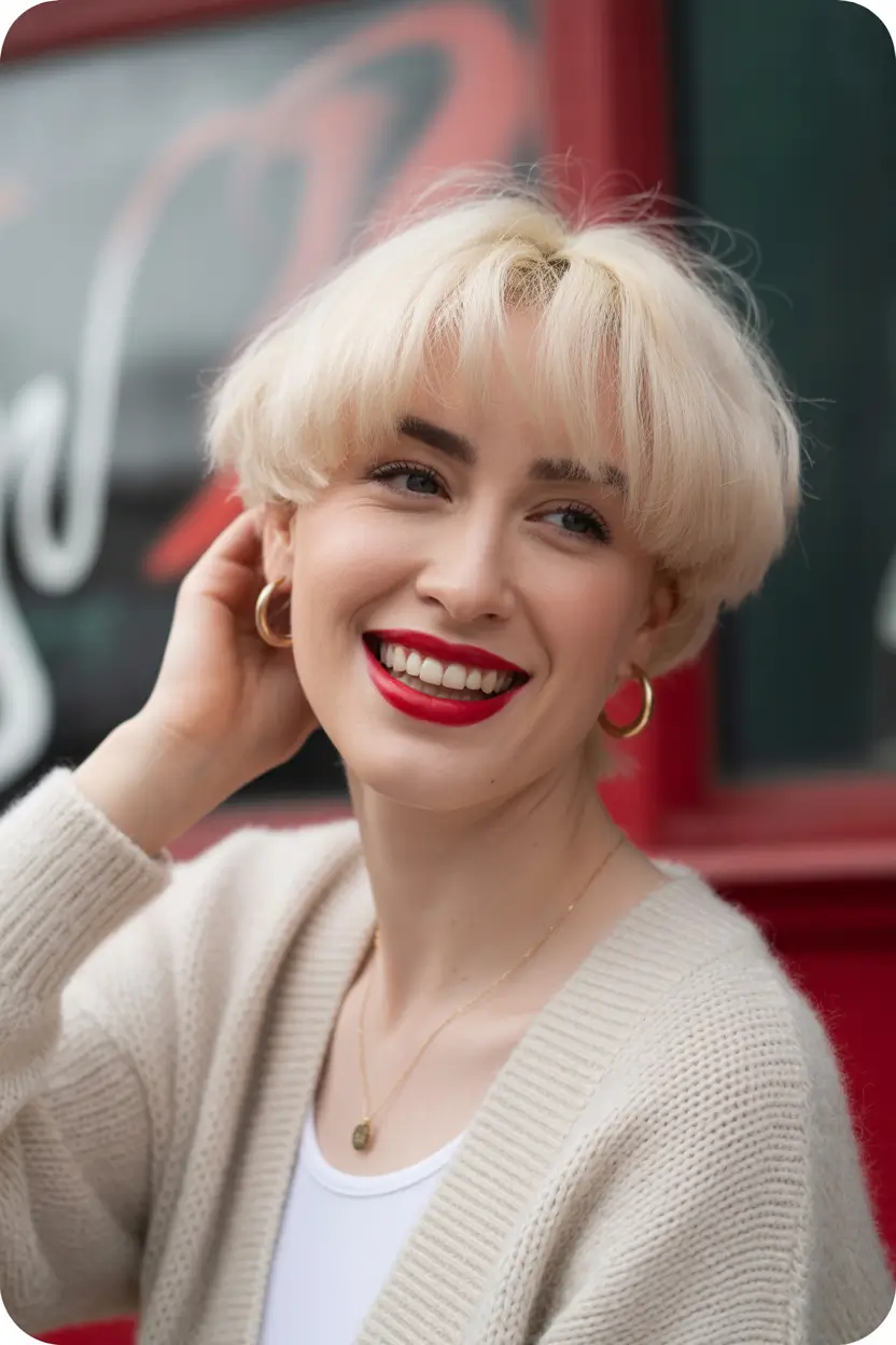 winter bob haircuts ideas 2025 2026 Platinum Bowl Bob