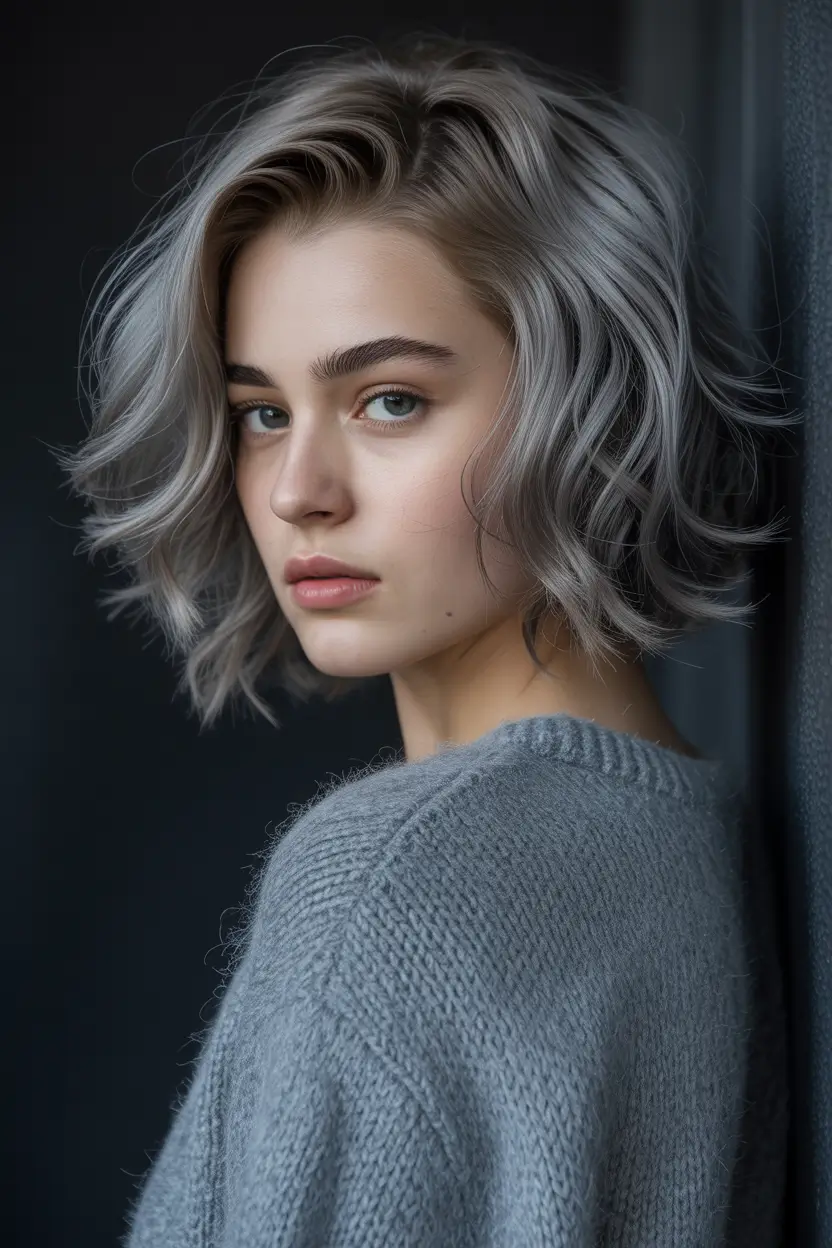 Winter Hair Colors 2025–2026 Trends & Styles Silver Frosted Waves