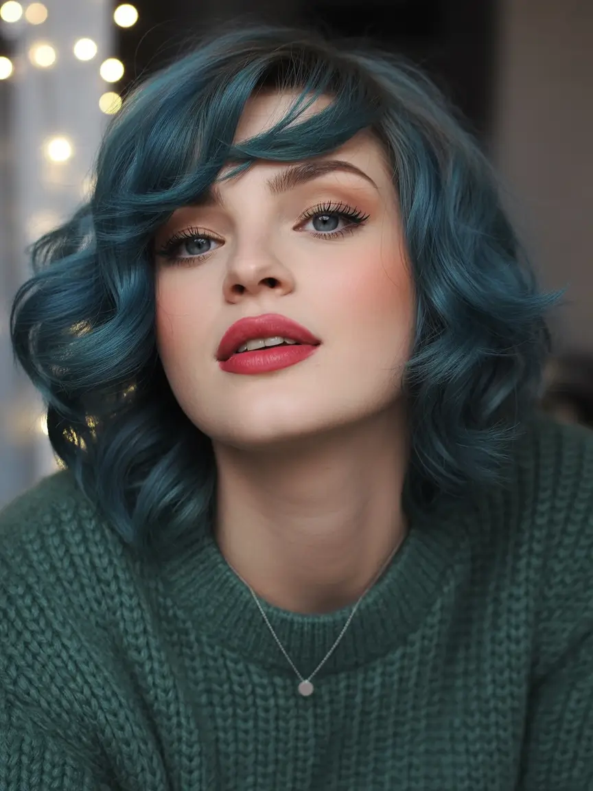 Winter Hair Colors 2025–2026 Trends & Styles Teal Winter Waves