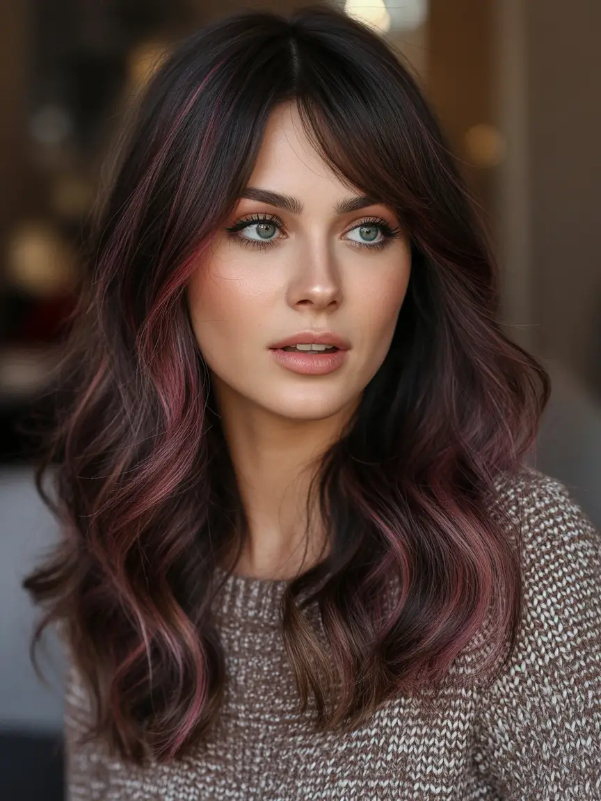 Winter Hair Colors 2025–2026 Trends & Styles Subtle Plum Highlights