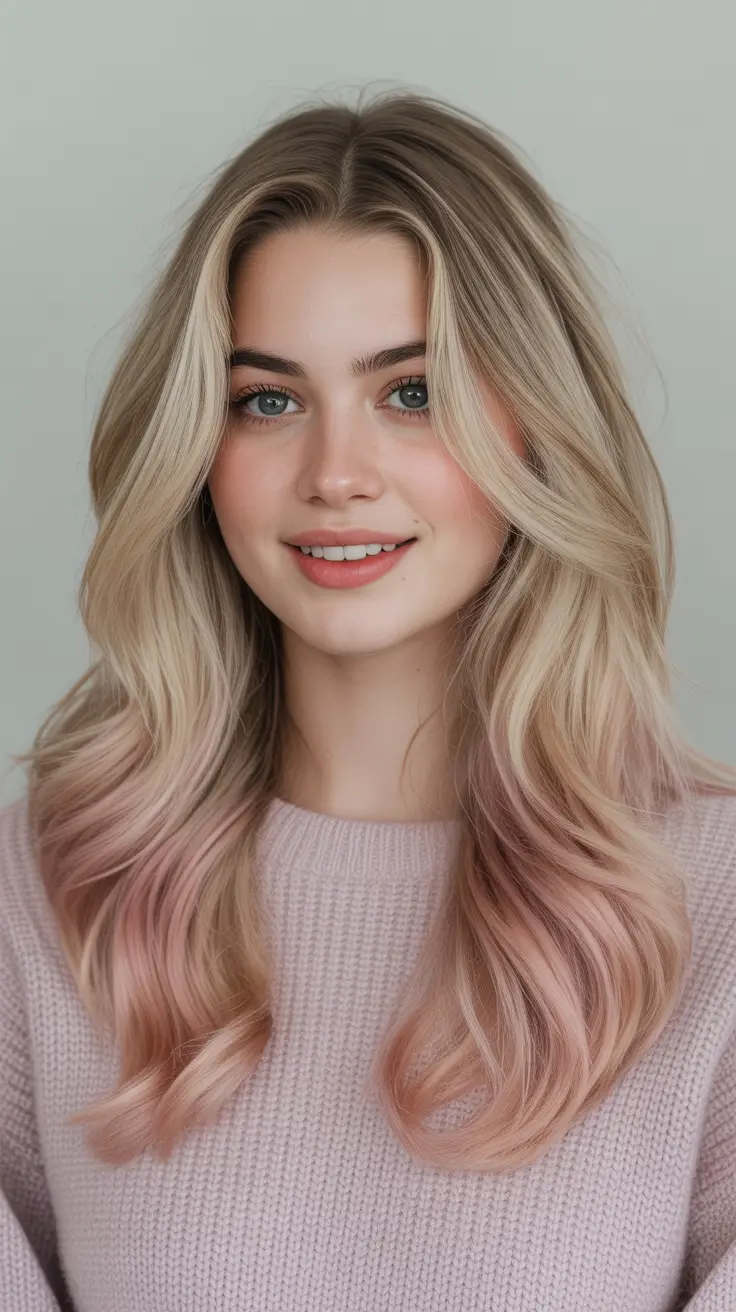 Winter Hair Colors 2025–2026 Trends & Styles Champagne Pink Ends