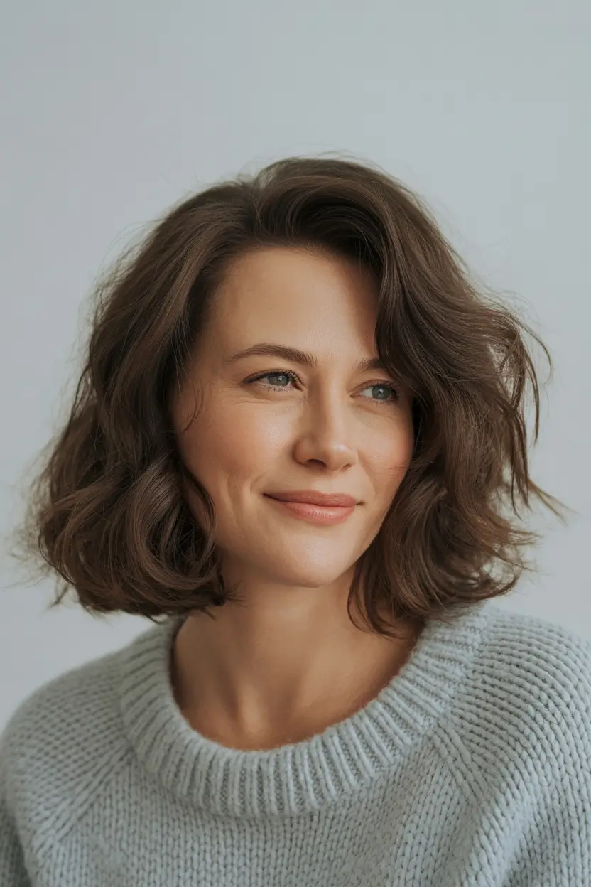Winter Haircuts 2025–2026 Soft Wavy Medium Bob