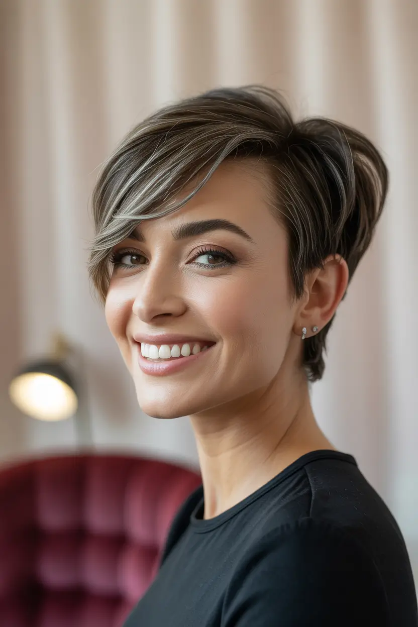 Winter Haircuts 2025–2026 Choppy Pixie with Highlights