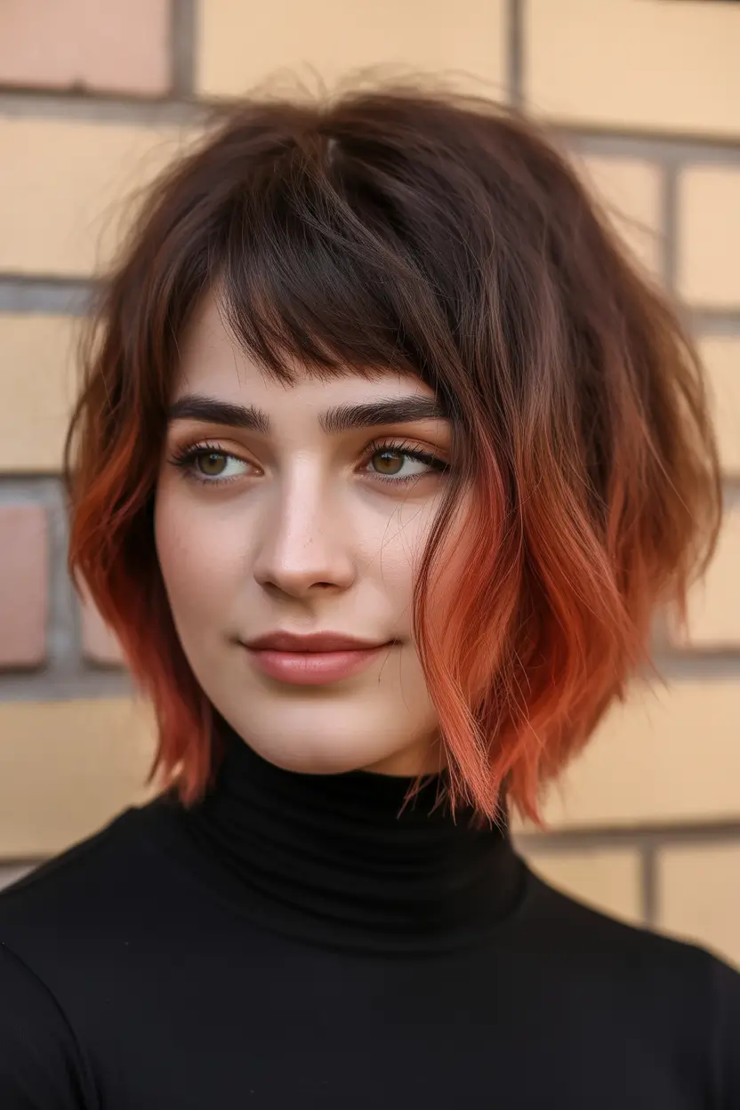 Winter Haircuts 2025–2026 Trends & Styles Choppy Bob with Fiery Ends