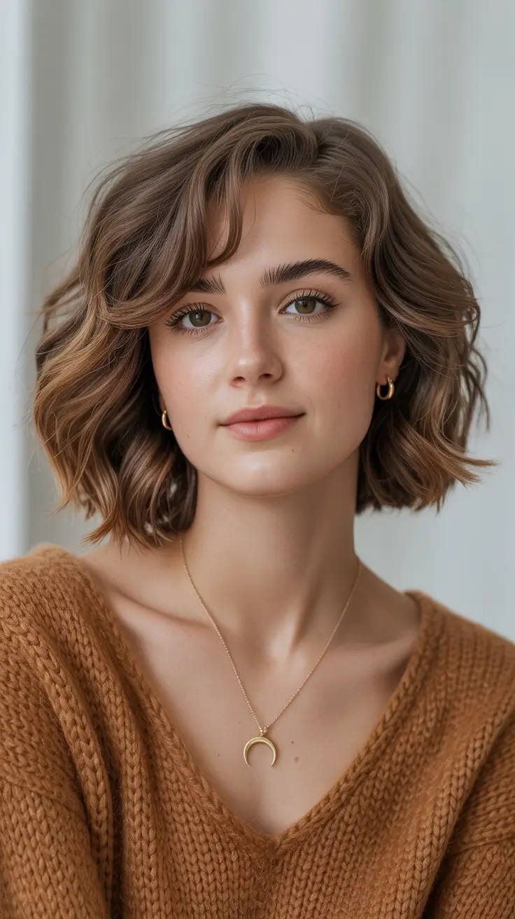 Winter Haircuts 2025–2026 Wavy Bob with a Soft Side Part