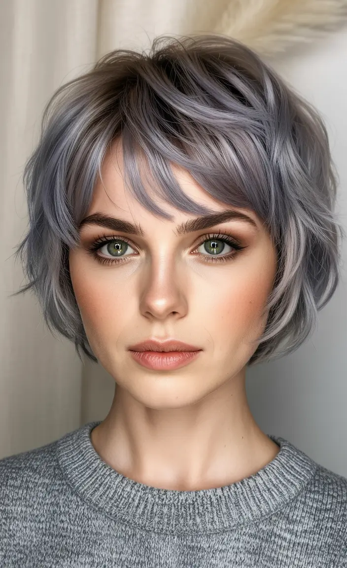 Winter Haircuts 2025–2026 Smoky Silver Bob