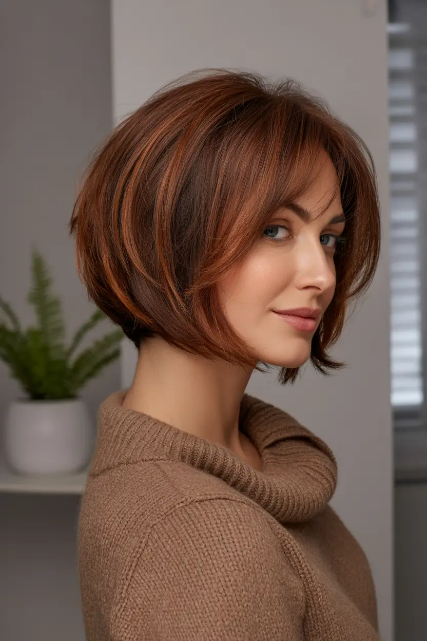 Winter Haircuts 2025–2026 Rounded Chestnut Bob