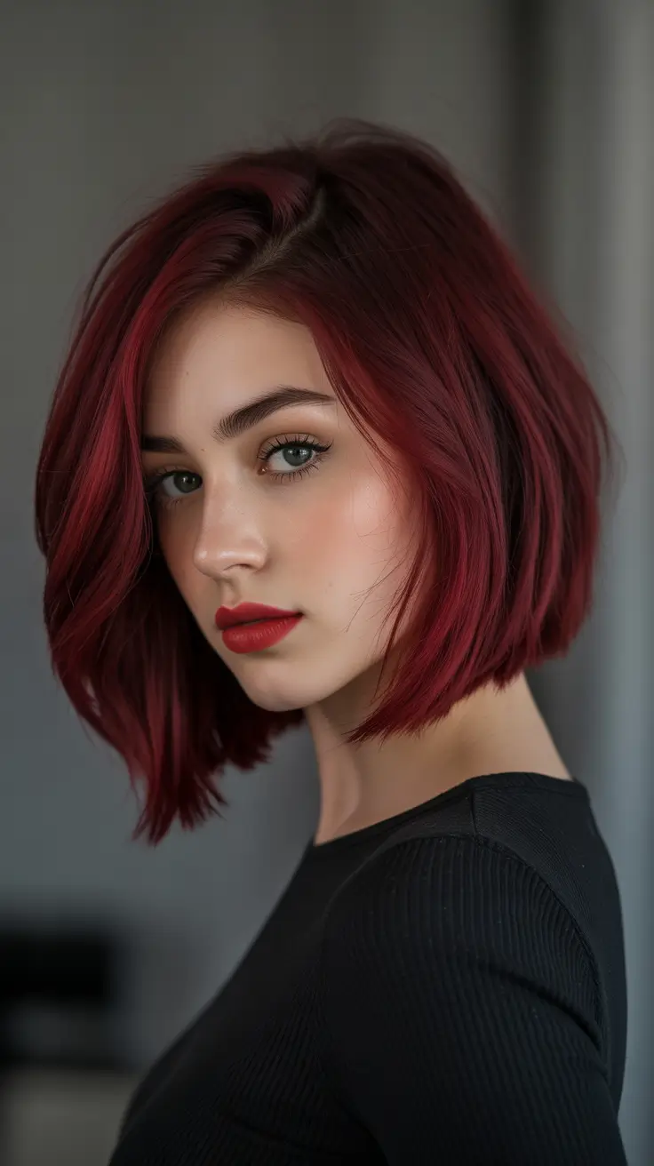 Winter Haircuts 2025–2026 Red Velvet Bob