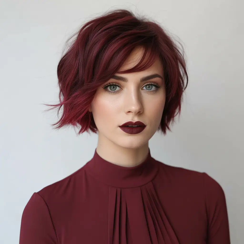 Winter Haircuts 2025–2026 Trends & Styles Berry Red Bob