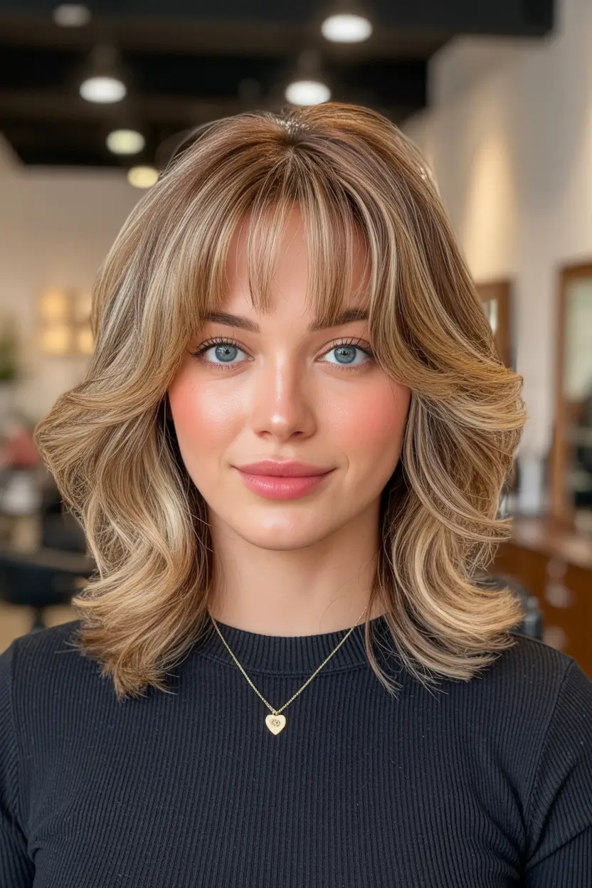 Winter Haircuts 2025–2026 Trends & Styles Voluminous Medium Cut with Bangs