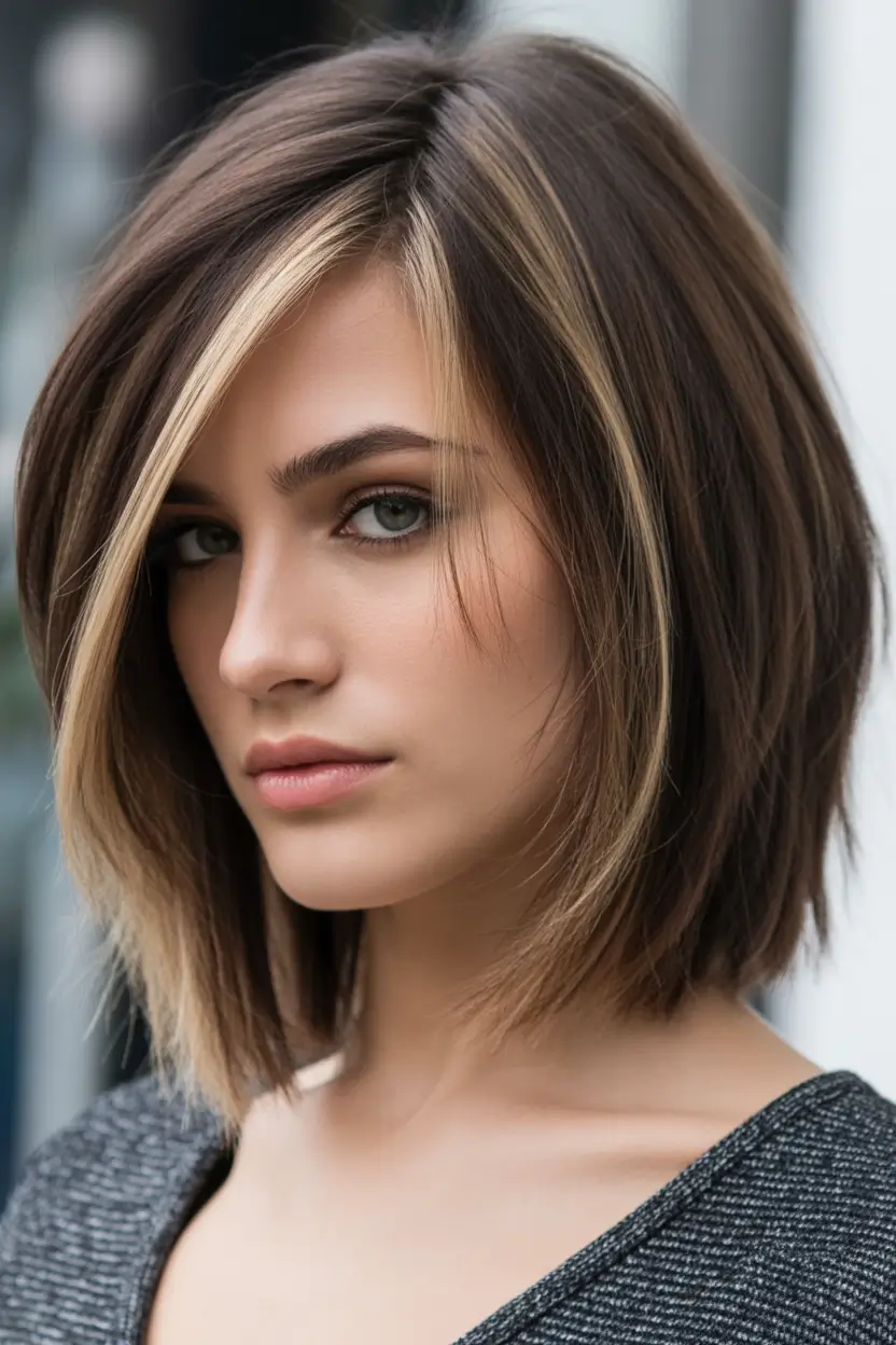 Winter Haircuts 2025–2026 Trends & Styles Sleek Bob with Highlighted Strands