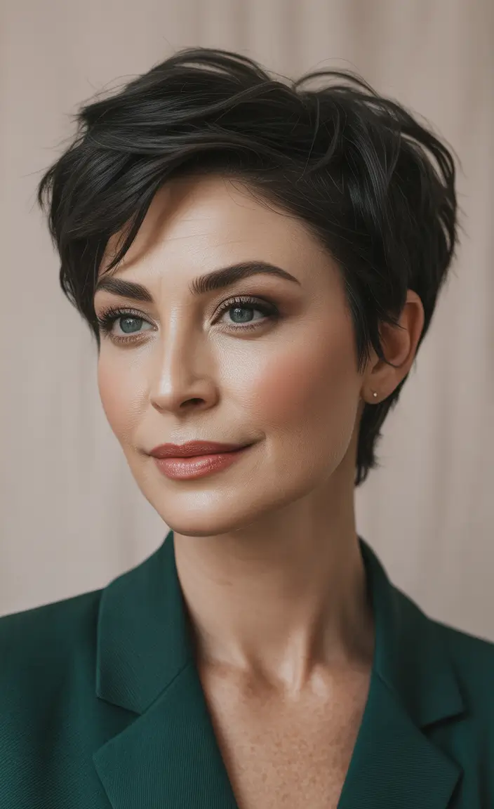 Winter Haircuts and Color 2025 2026 for Women Over 40 Edgy Pixie