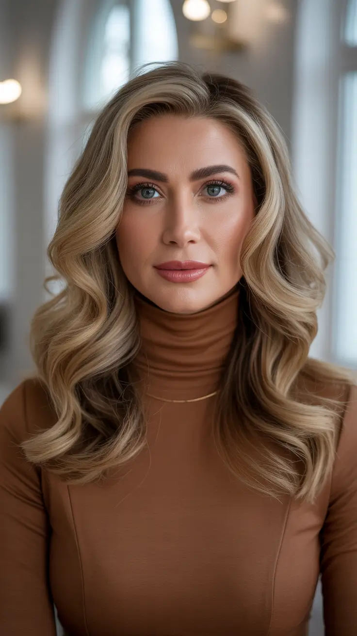 Winter Haircuts and Color 2025 2026 for Women Over 40 Long Waves with Highlights