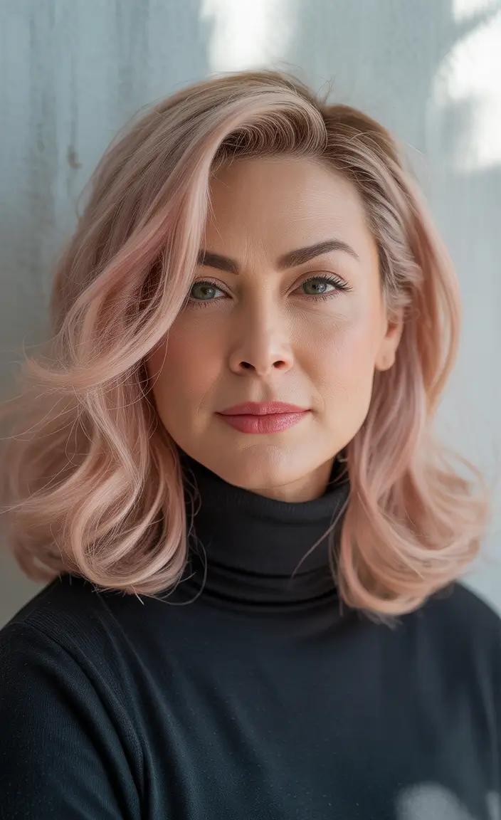 Winter Haircuts and Color 2025 2026 for Women Over 40 Pink Lob
