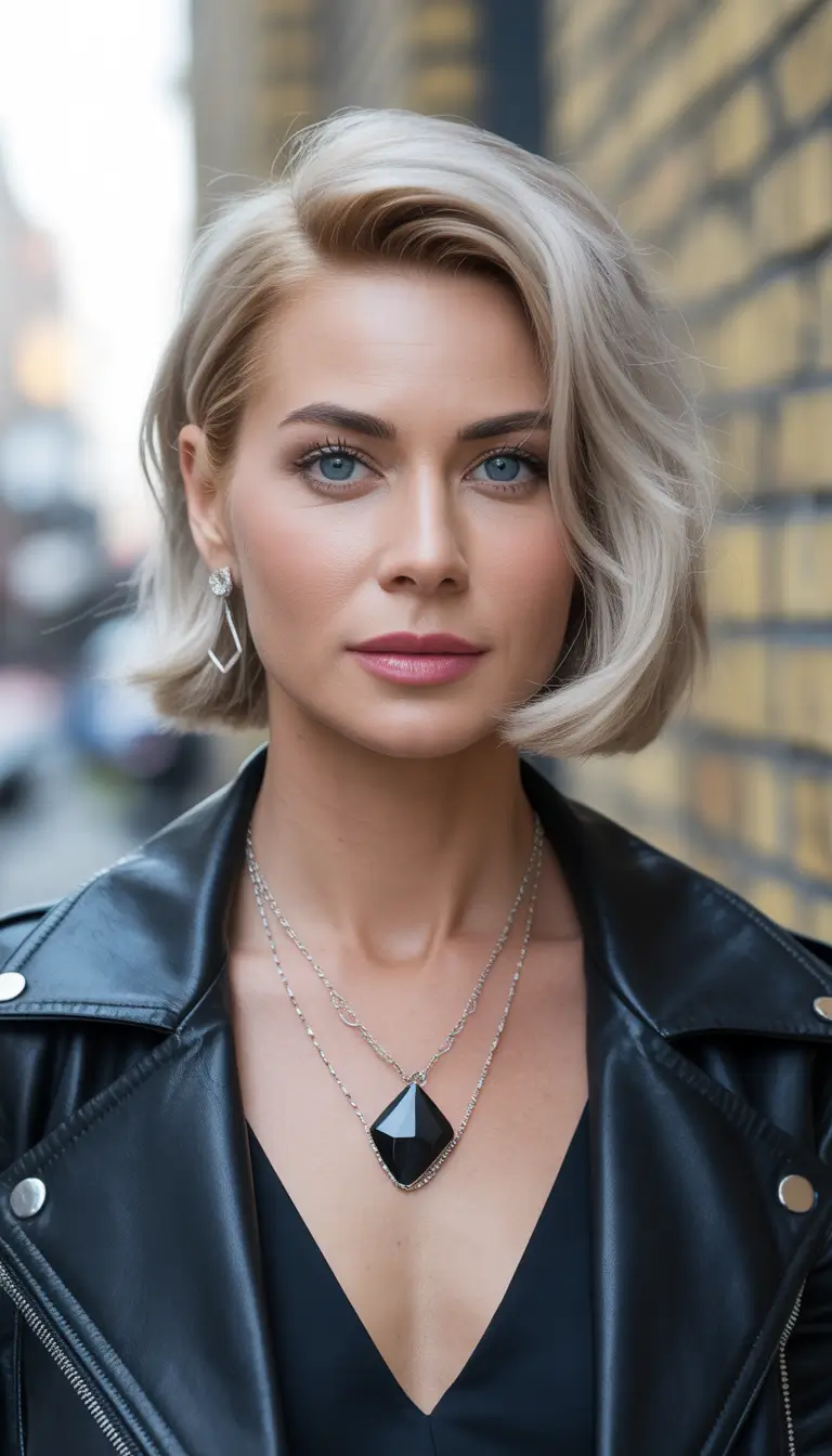 Winter Haircuts and Color 2025 2026 for Women Over 40 Platinum Bob