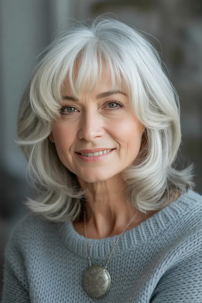 grey short shag layered haircut