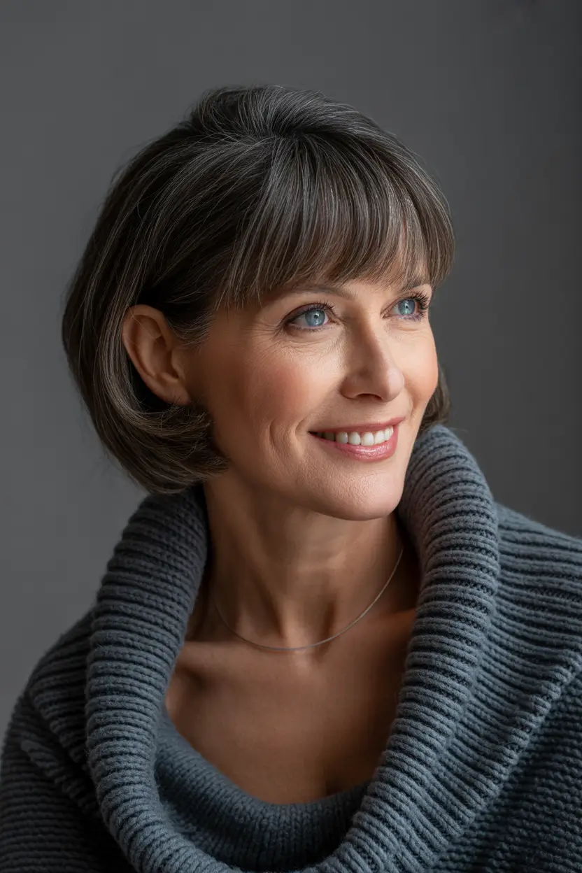 chic short bob with bangs haircut