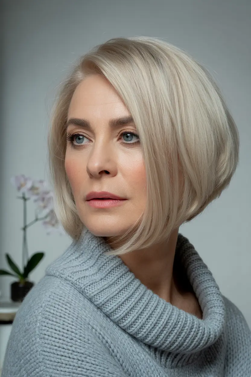 blonde angled bob haircut