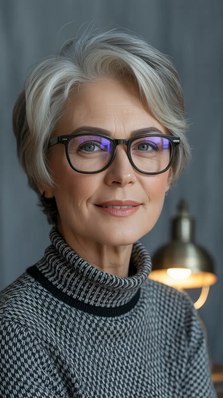 Winter Haircuts and Color for Women Over 60 2025–2026 Short Bob with Glasses-Friendly Elegance