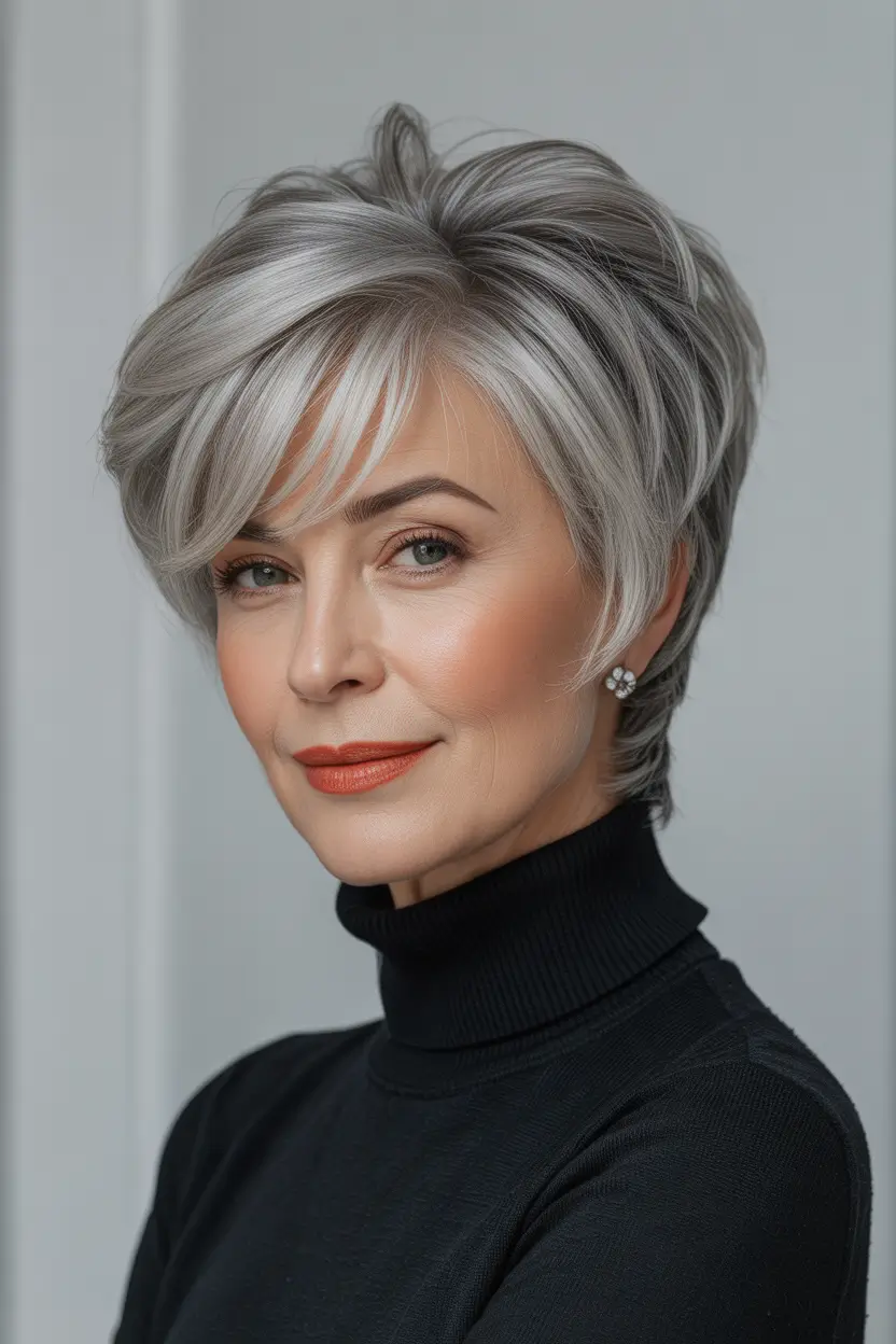 Winter Haircuts and Color for Women Over 60 2025–2026 Stacked Bob with Modern Layers