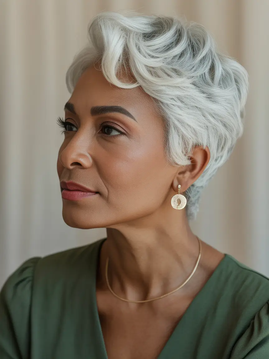 Winter Haircuts and Color for Women Over 60 2025–2026 Soft Short Pixie with Elegant Texture