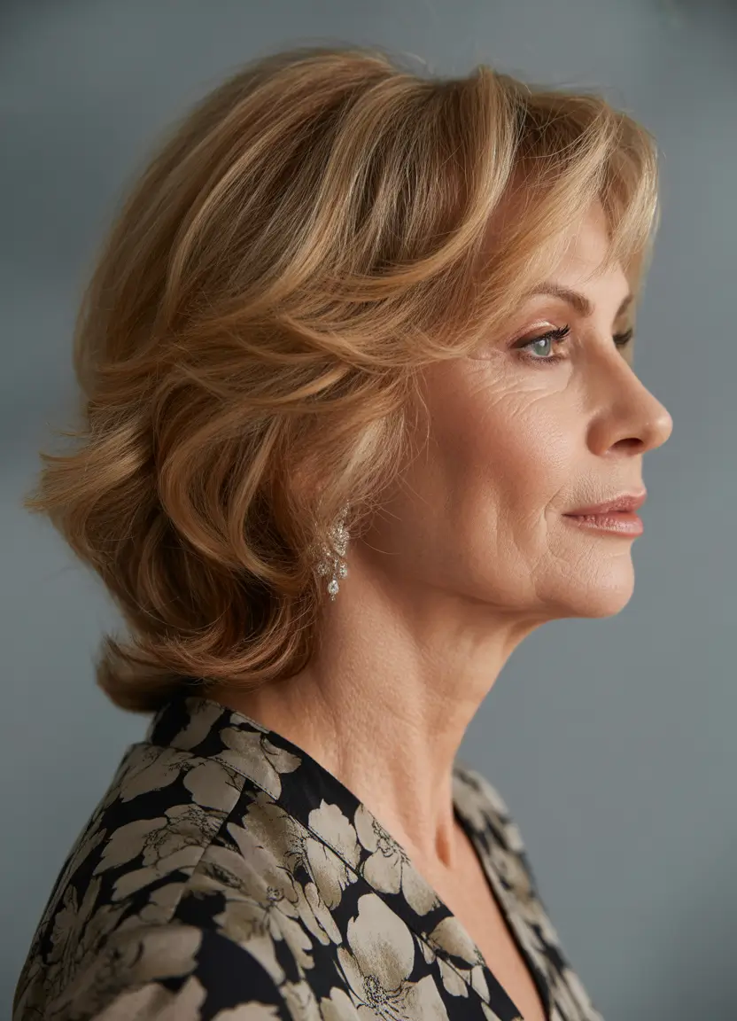 Winter Haircuts and Color for Women Over 60 2025–2026 Medium Shag with Golden Warmth