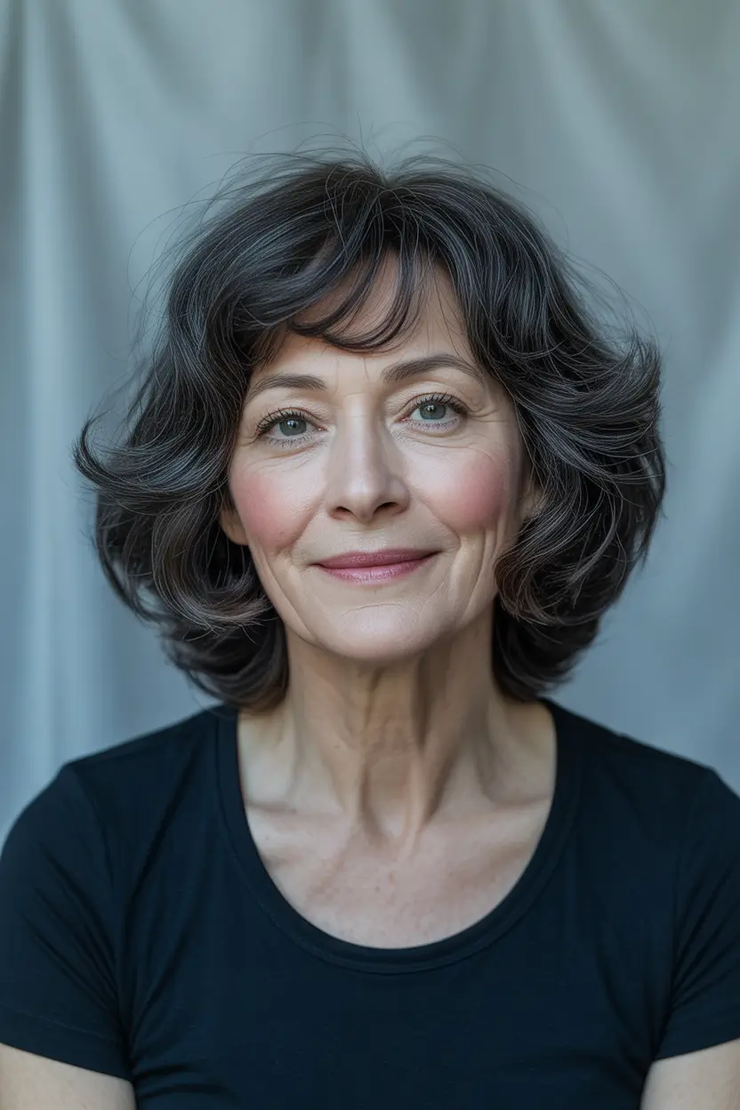 Winter Haircuts and Color for Women Over 60 2025–2026 Layered Medium Bob with Natural Waves