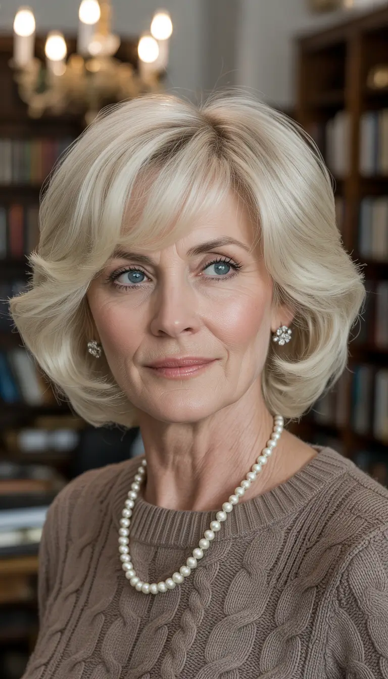 Winter Haircuts and Color for Women Over 60 2025–2026 Classic Blonde Bob with Polished Layers