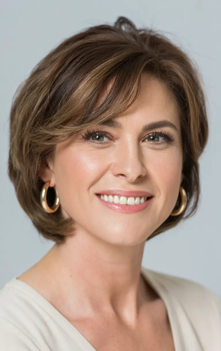Winter Hairstyles & Hair Color 2025-2026 for Women Over 50 Classic Bob with Soft Layers