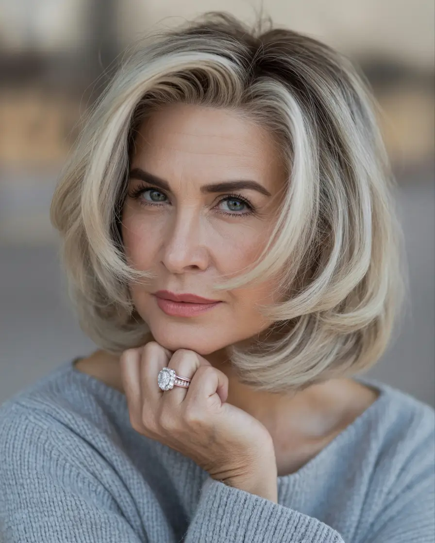Winter Hairstyles & Hair Color 2025-2026 Layered Blonde Bob