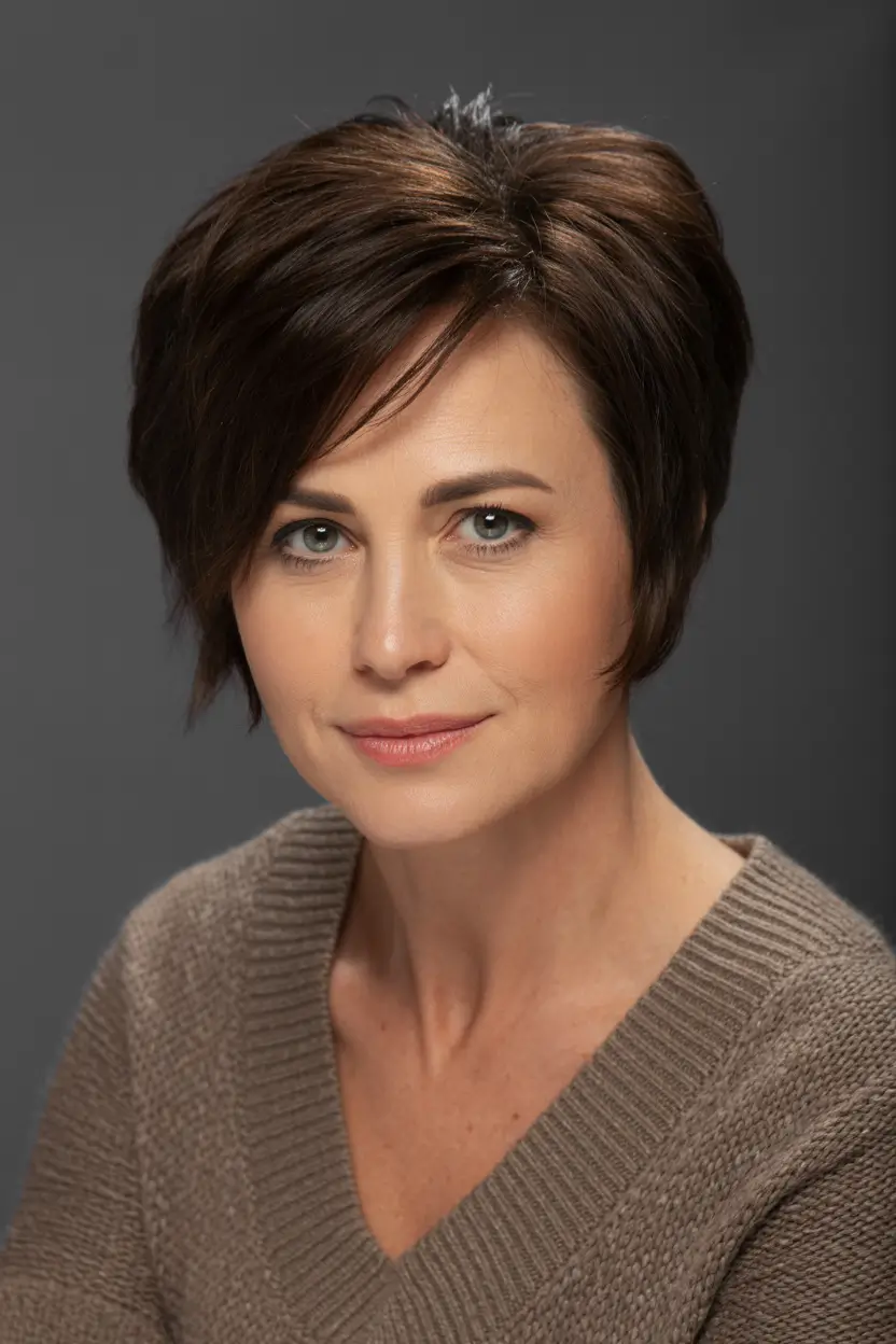 Winter Hairstyles & Hair Color 2025-2026 for Women Over 50 Textured Pixie with Volume