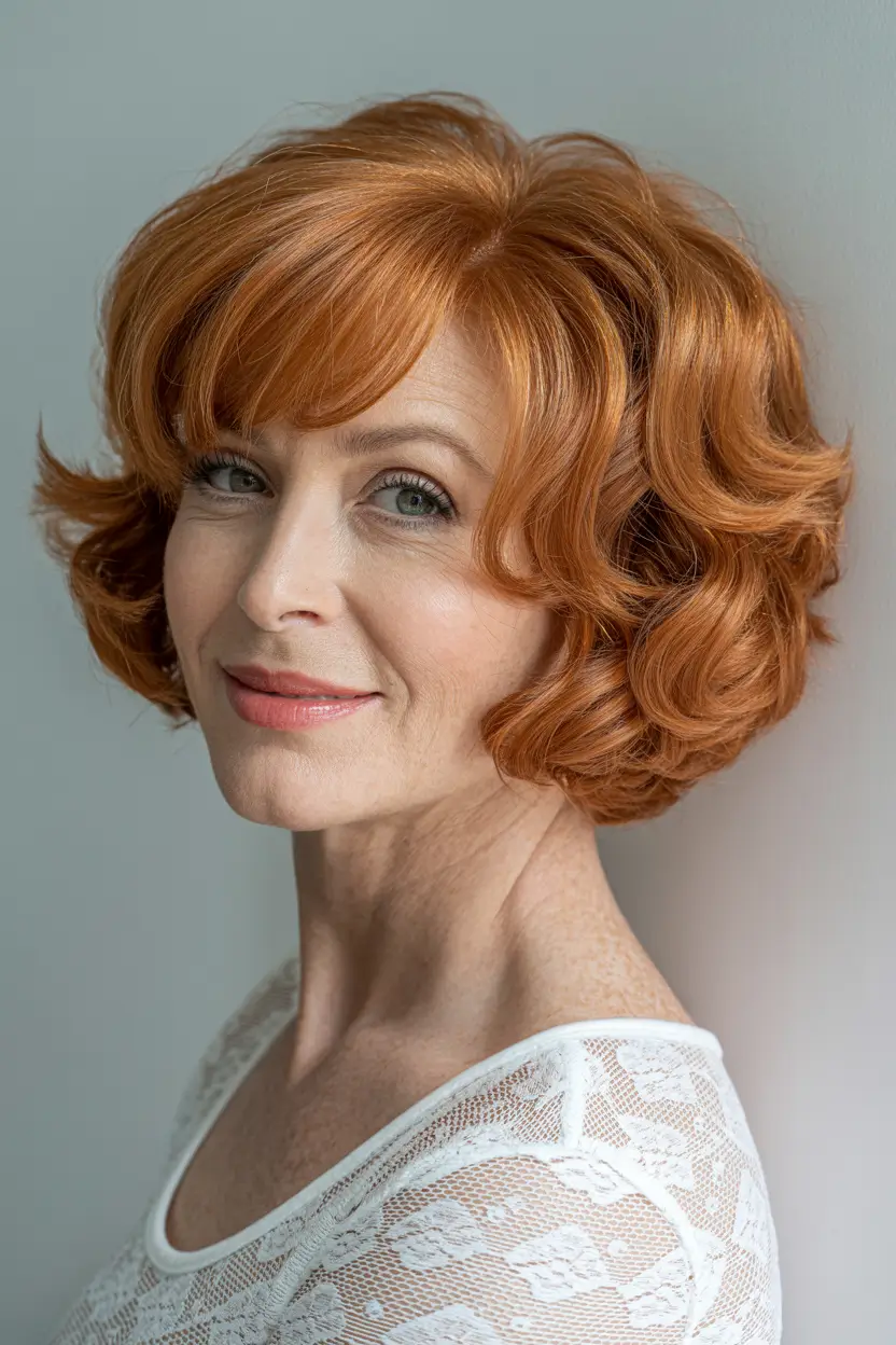 Winter Hairstyles & Hair Color 2025-2026 Red Wavy Bob