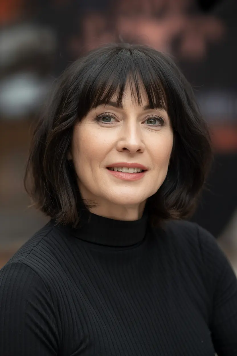 Winter Hairstyles & Hair Color 2025-2026 for Women Over 50 Shoulder-Length Cut with Fringe