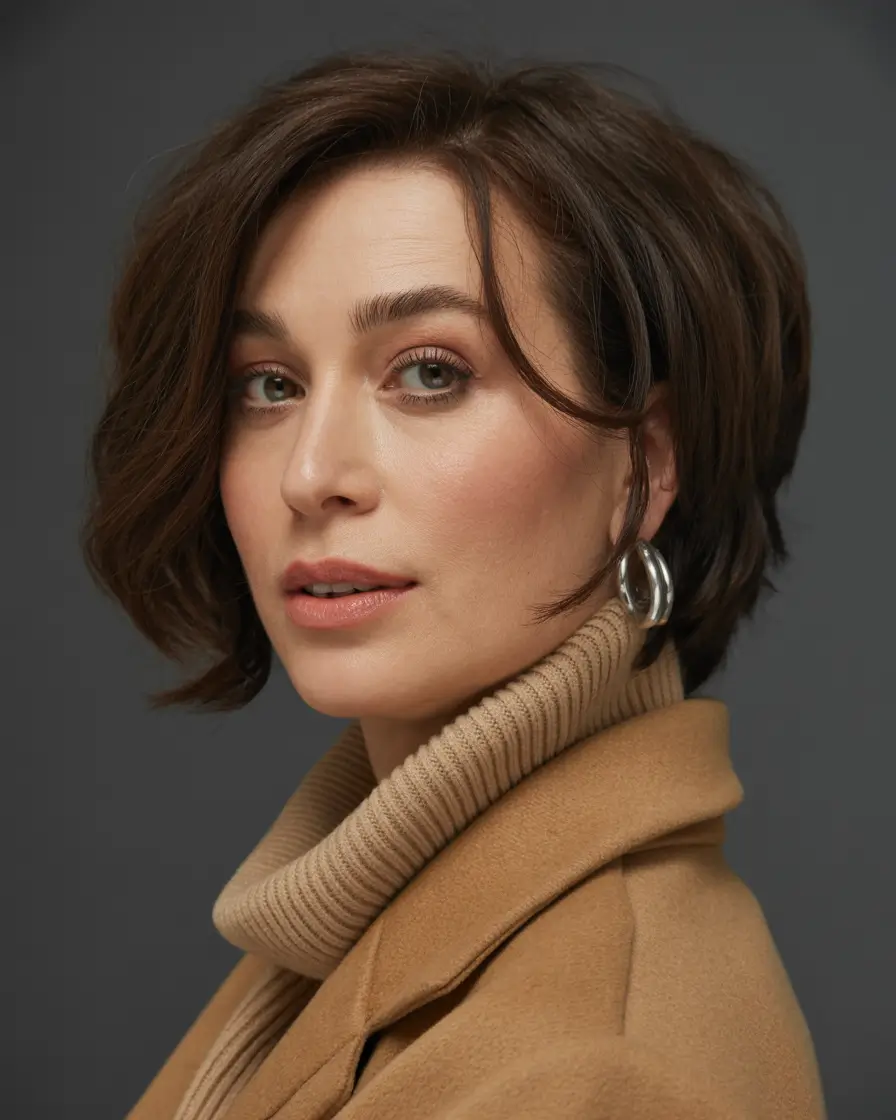 Winter Hairstyles & Hair Color 2025-2026 for Women Over 50 Chic Asymmetrical Bob