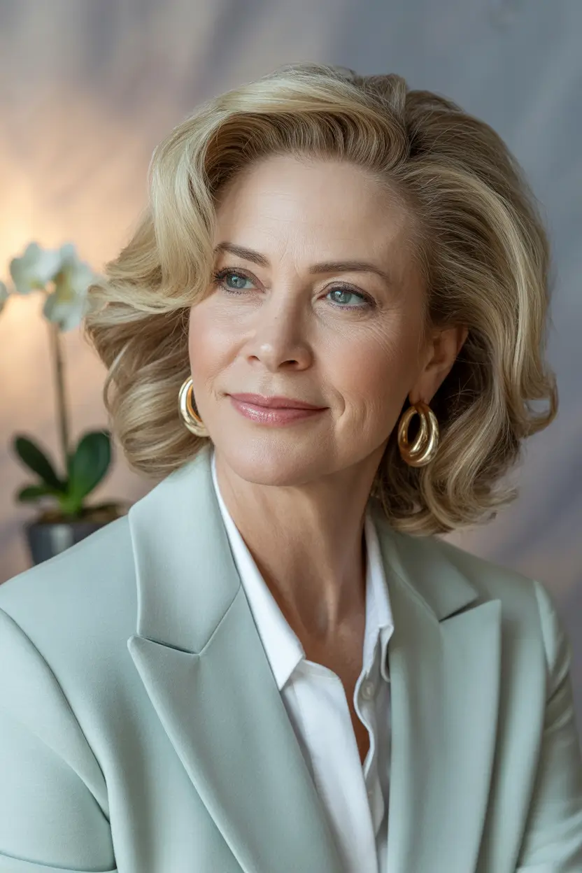 Winter Hairstyles & Hair Color 2025-2026 for Women Over 60 Golden Waves