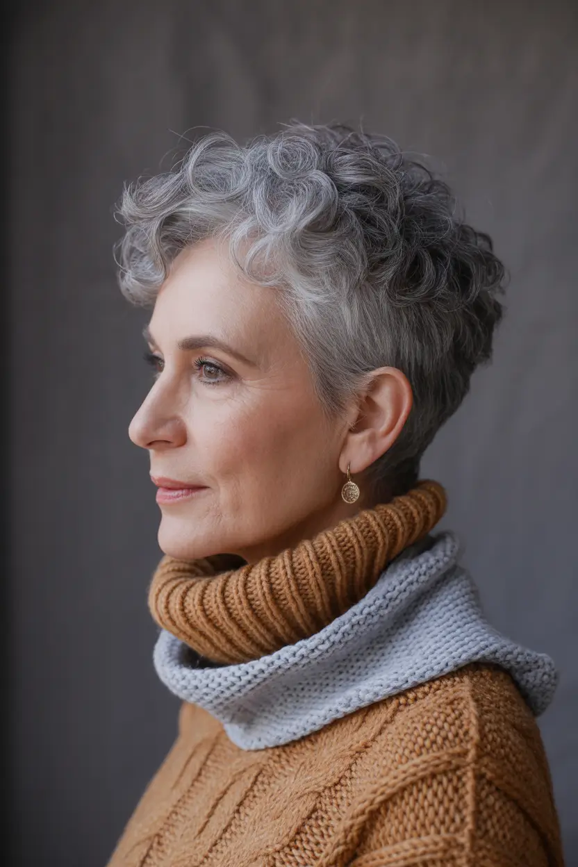 Winter Hairstyles & Hair Color 2025-2026 for Women Over 60 Silver Curls