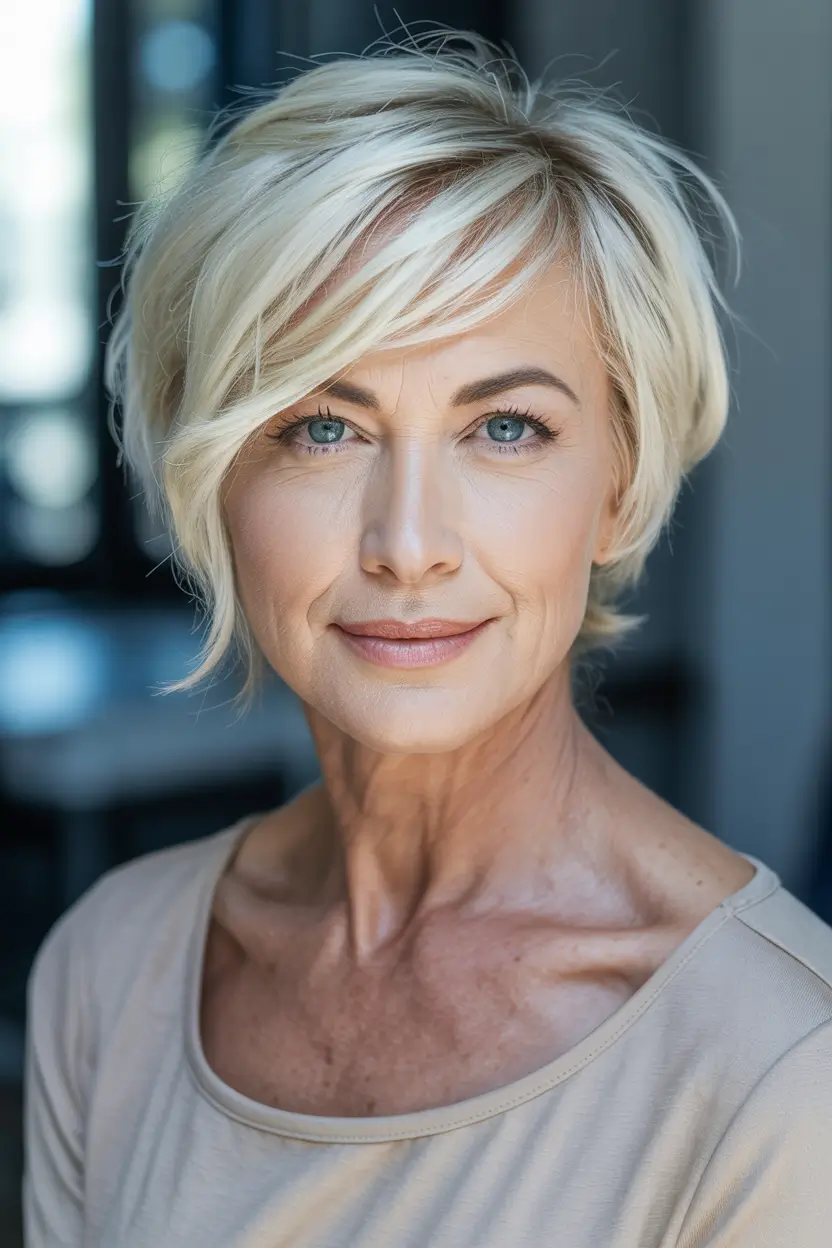 Winter Hairstyles & Hair Color 2025-2026 for Women Over 60 Short Hair Bob