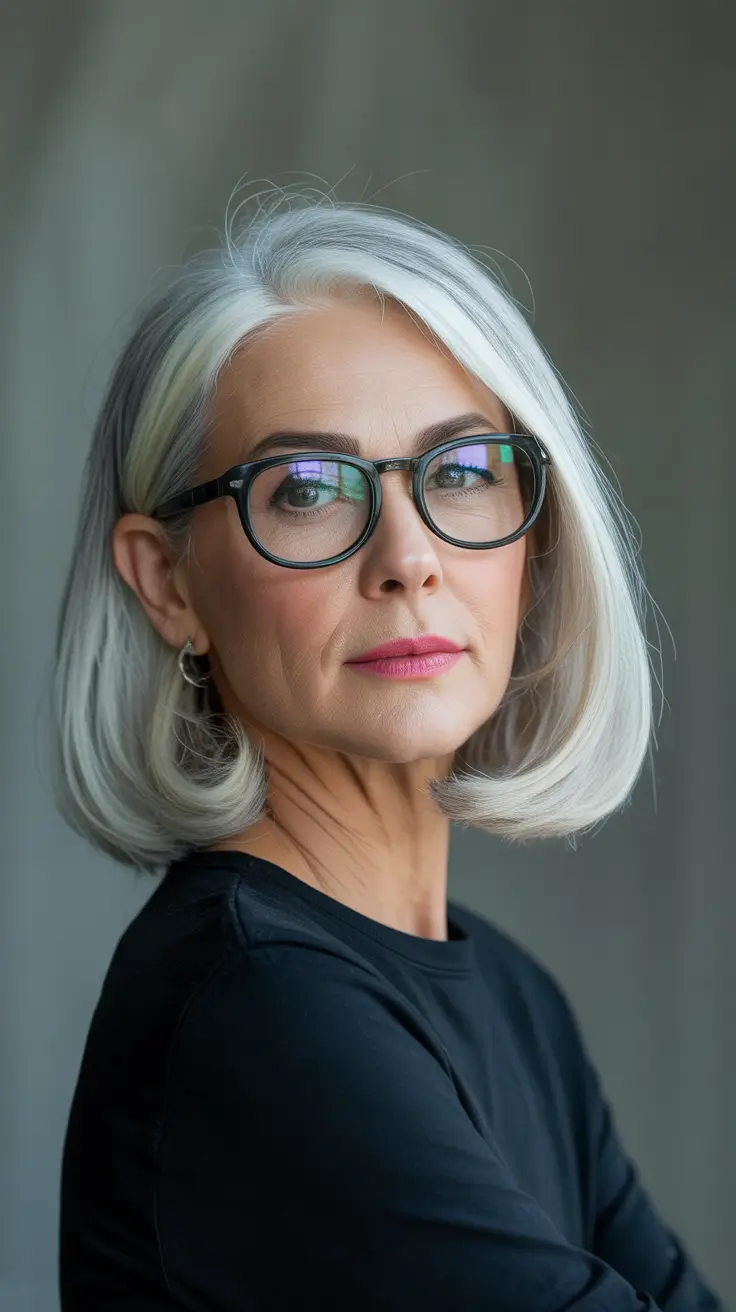 Winter Hairstyles & Hair Color 2025-2026 for Women Over 60 Silver Bob