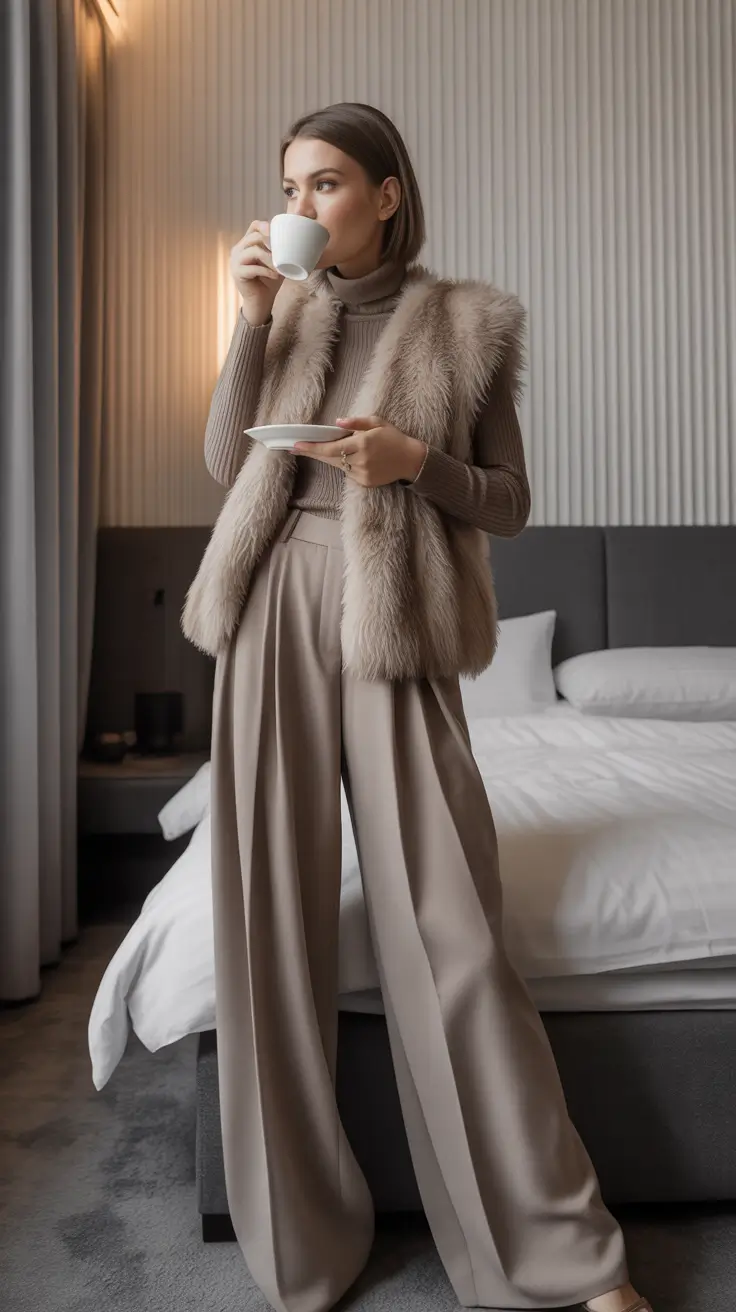 winter outfits aesthetic 2025 / 2026 Morning Luxe in Taupe
