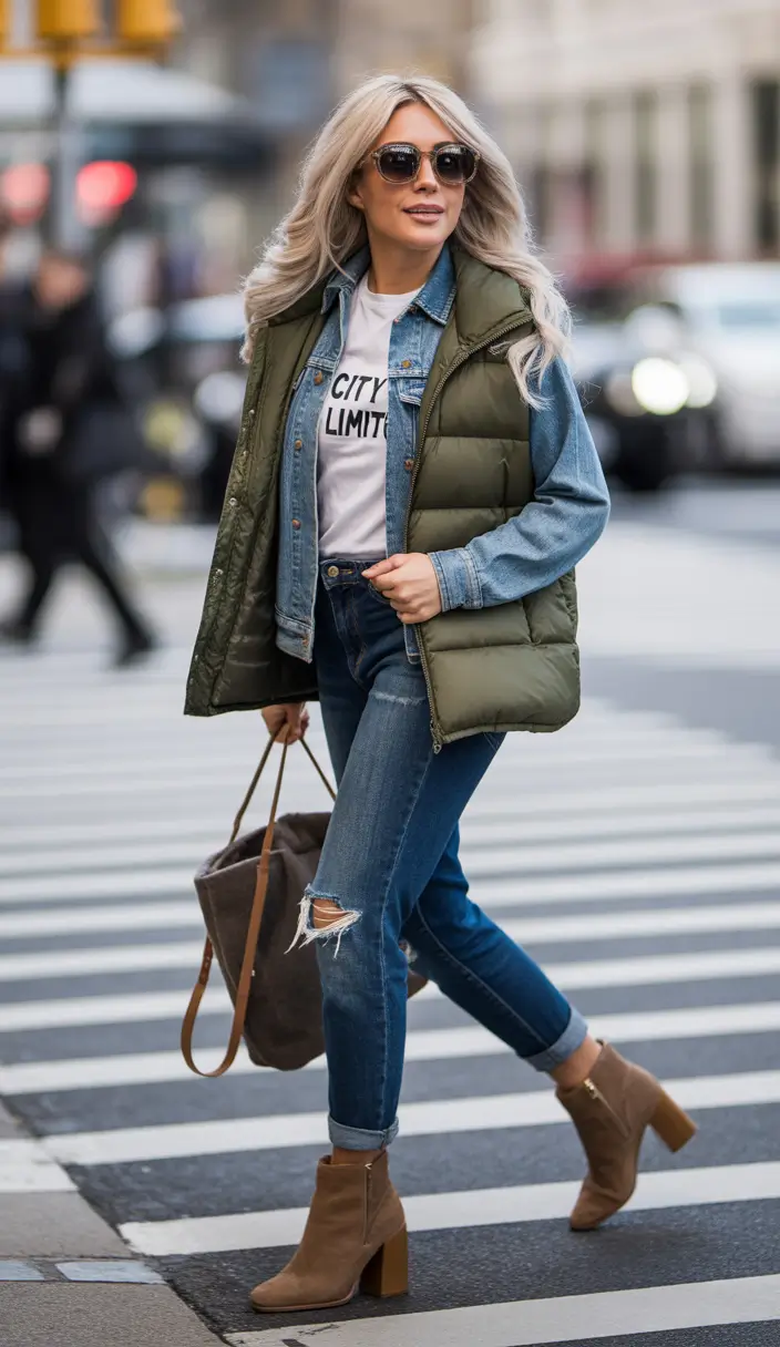 winter outfits aesthetic 2025 / 2026 Denim Layers with a Twist