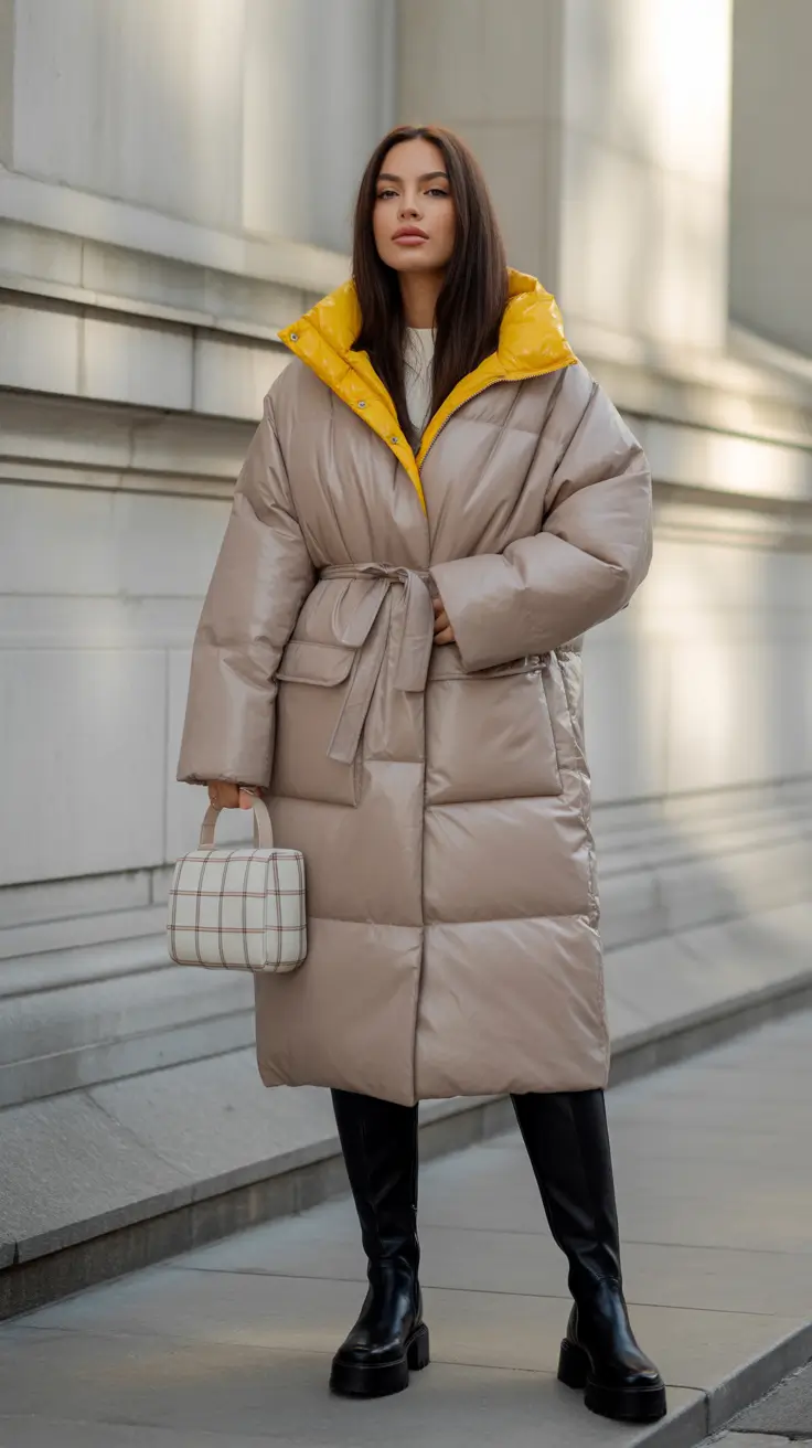 winter outfits aesthetic 2025 / 2026 Puffer with a Pop