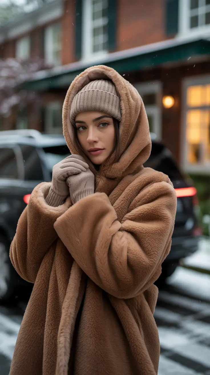 winter outfits aesthetic 2025 / 2026 Hooded Elegance in Camel