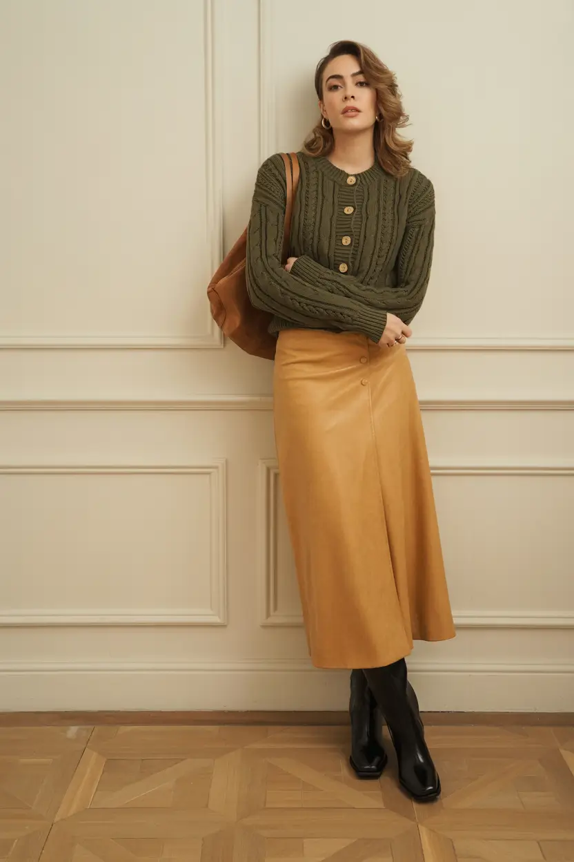 Women business casual winter Warm Tones in Olive and Camel