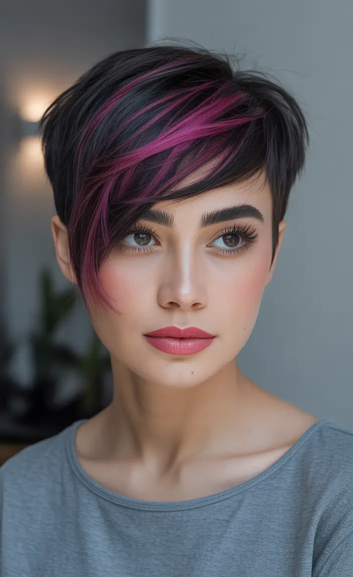 Balayage Hair Color for Winter 2025–2026 Chic Pixie with Bright Balayage Streaks